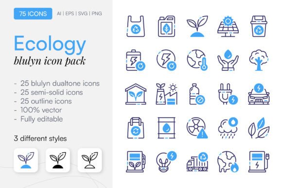 75 Ecology Icon Pack for Clean Web Graphics