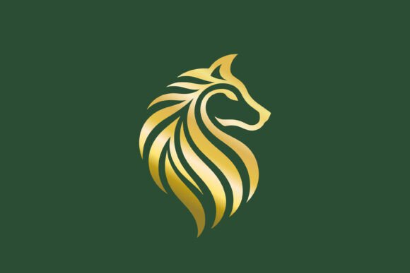 Abstract Gold Wolf Logo Luxury Majestic Graphics