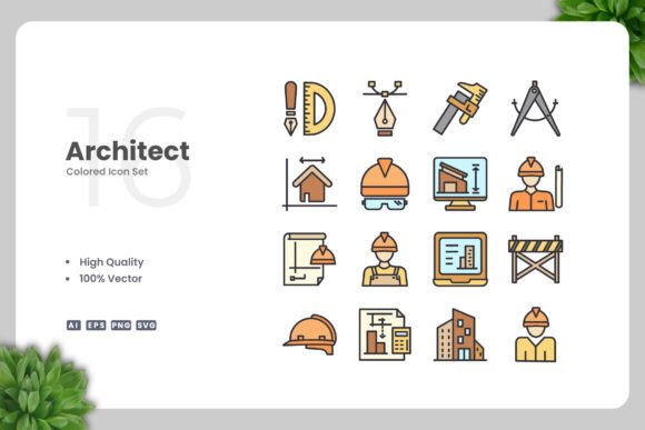 Architect Colored Icons: A Modern Graphic Asset for Content Creators