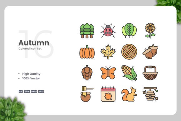 Autumn Colored Icons for Local Business Branding