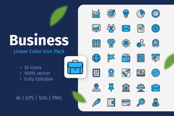 Business Linear Color Icon Pack for Modern Graphics
