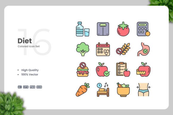 Diet Colored Icons: A Versatile Graphic Asset for Branding