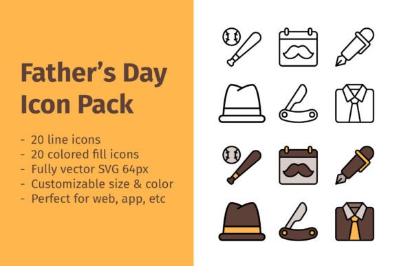 Fathers Day Icon Pack for Creative Projects