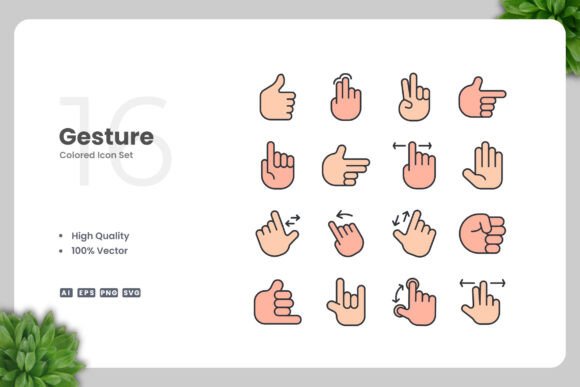 Gesture Colored Icons: A Versatile Graphic Design Asset for Sellers