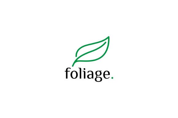 Green Leaf Linear Logo Foliage for Branding and Graphics