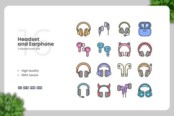 Headset and Earphone Colored Icons Review