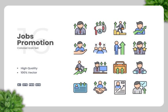 Jobs Promotion Colored Icons for Commercial Design