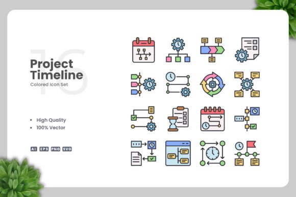 Project Timeline Colored Icons for Local Business Branding