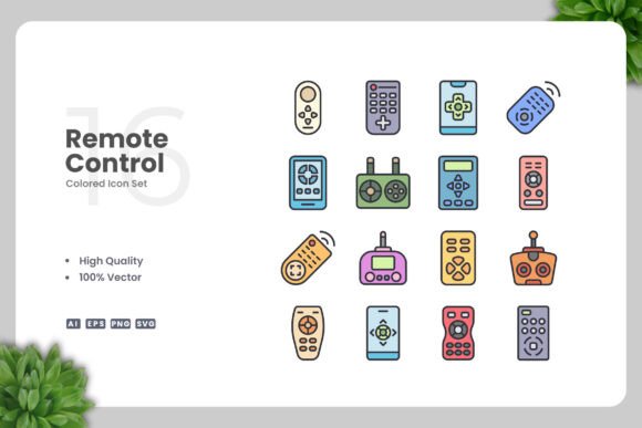 Remote Control Colored Icons: A Versatile Graphic Design Asset