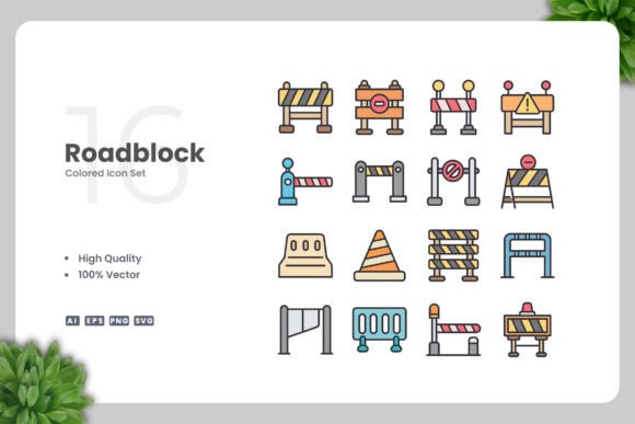 Roadblock Colored Icons – A Versatile Graphic Design Asset