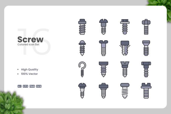 Screw Colored Icons - Versatile Graphics for Creative Sellers