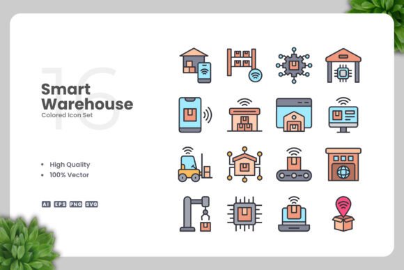 Smart Warehouse Colored Icons Review for Embroidery Projects