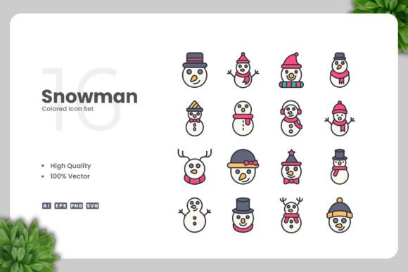 Snowman Colored Icons for Branding and Marketing Graphics