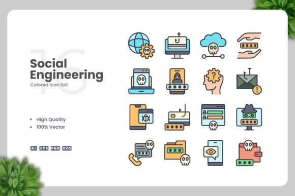 Social Engineering Colored Icons Graphics