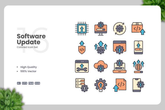 Software Update Colored Icons for Local Business Branding
