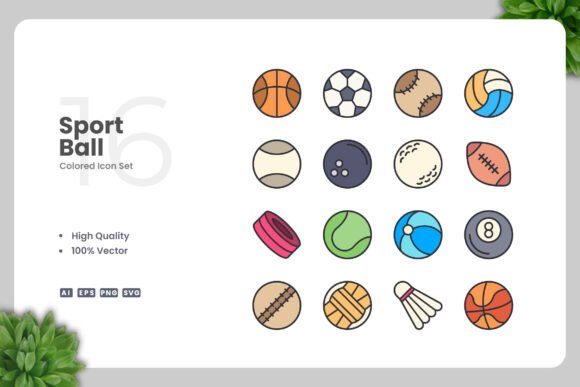Sports Ball Colored Icons – Versatile Graphics for Modern Content