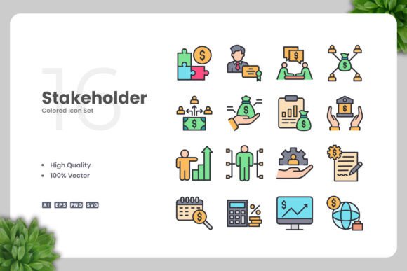 Stakeholder Colored Icons for Handmade Projects
