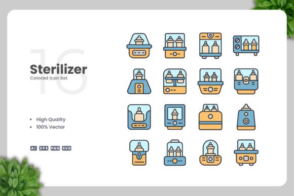 Sterilizer Colored Icons for Modern Graphics