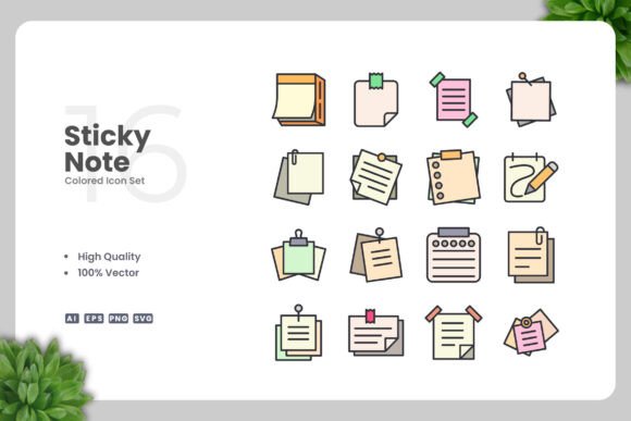 Sticky Note Colored Icons for Handmade Creations