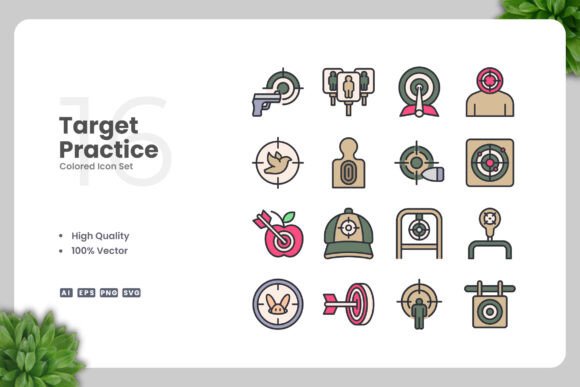 Target Practice Colored Icons for Modern Graphic Design