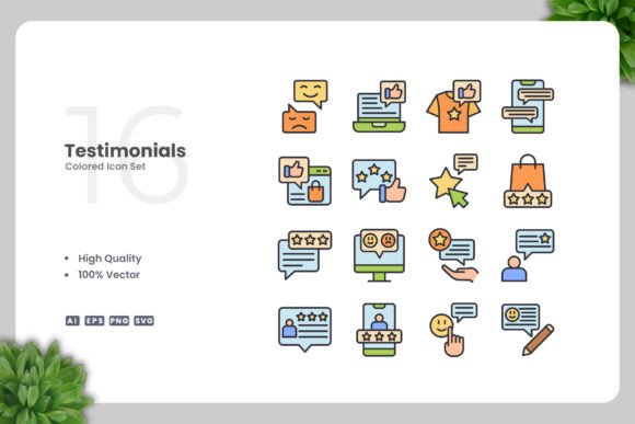 Testimonials Colored Icons Review