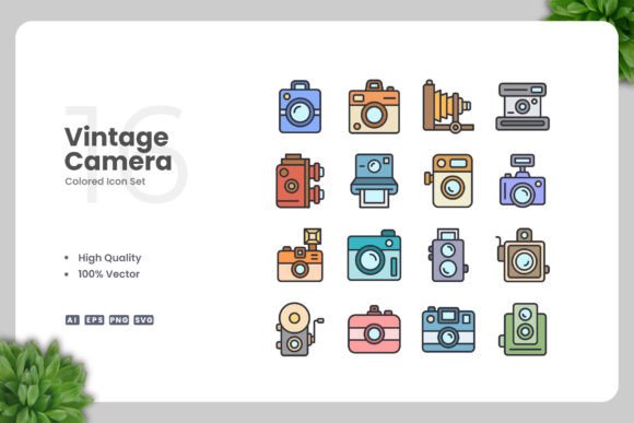 Vintage Camera Colored Icons: A Graphic Asset for Modern Content Publishing