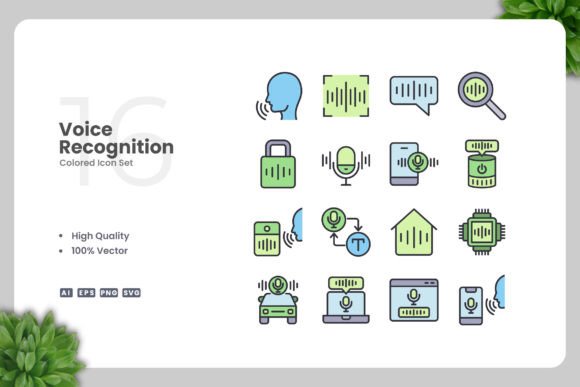Voice Recognition Colored Icons for Modern Graphics