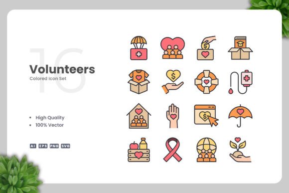 Volunteers Colored Icons - A Versatile Graphic Design Asset for Handmade Creations