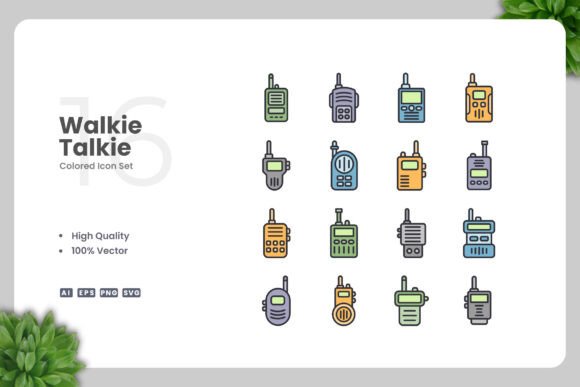 Walkie Talkie Colored Icons for Modern Branding