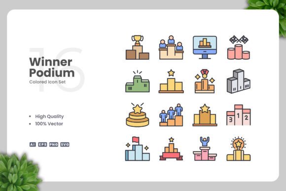 Winner Podium Colored Icons Review