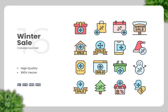 Winter Sale Colored Icons Review