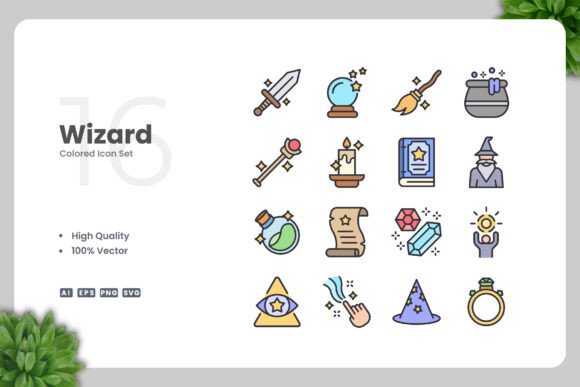 Wizard Colored Icons: A Versatile Graphic Design Asset for Modern Web and Print