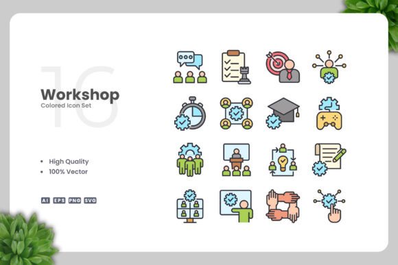 Workshop Colored Icons for Crafting and Design
