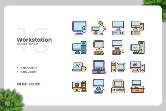 Workstation Colored Icons for Modern Graphics